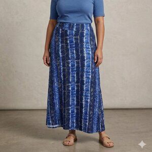 Abstract Print Blue Maxi Skirt XL